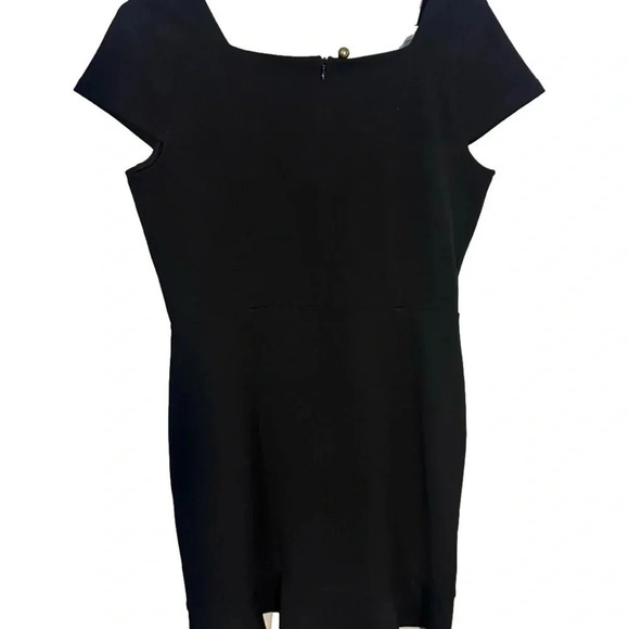 Banana Republic Black Cap Sleeve Square Neck Size 8 Sheath Dress Fitted Mini - Picture 2 of 5